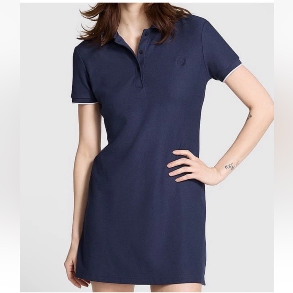 NWT - PINK BY VICTORIA'S SECRET POLO PIQUE SHORT SLEEVE DRESS - large - NAVY